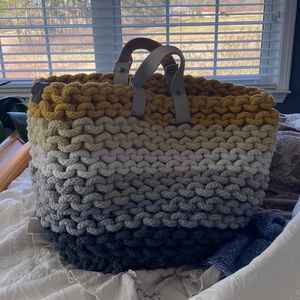 Yellow-Grey Ombré Ugg Knitted Basket/Bag